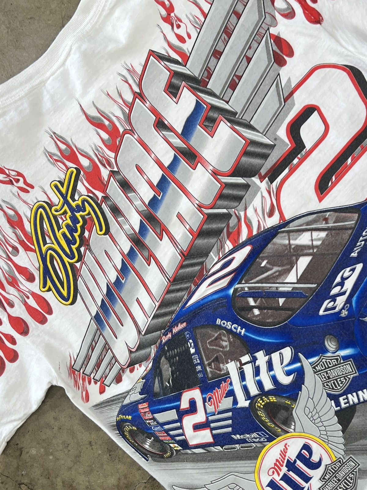 NASCAR Vintage Harley Davidson NASCAR Rusty Wallace AOP Tee Medium Size US M / EU 48-50 / 2 - 4 Thumbnail