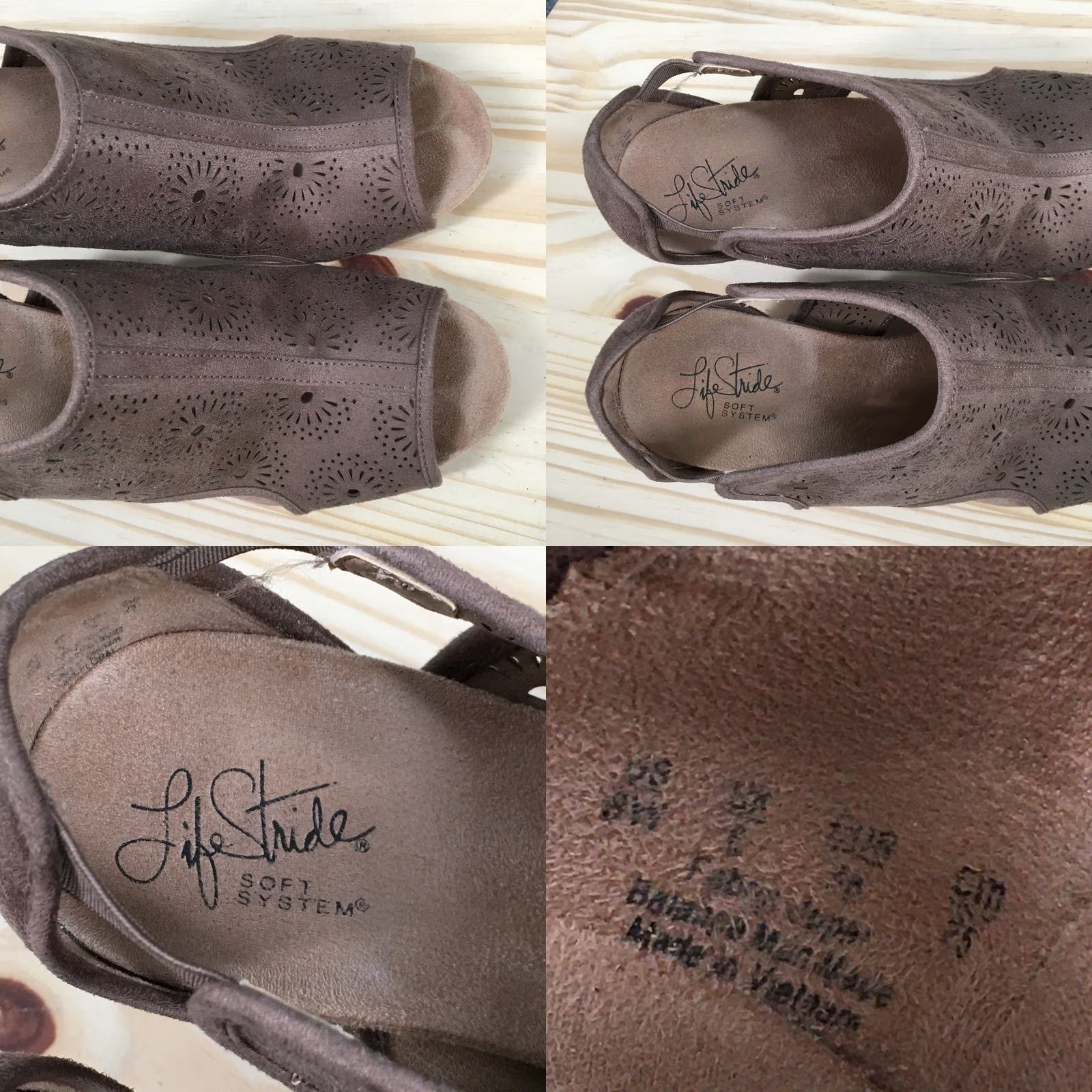 Vintage LifeStride Wedge Sandal Womens 8 M Brown Cork Peeped Toe Casual Sandals Size US 8 / IT 38 - 8 Thumbnail