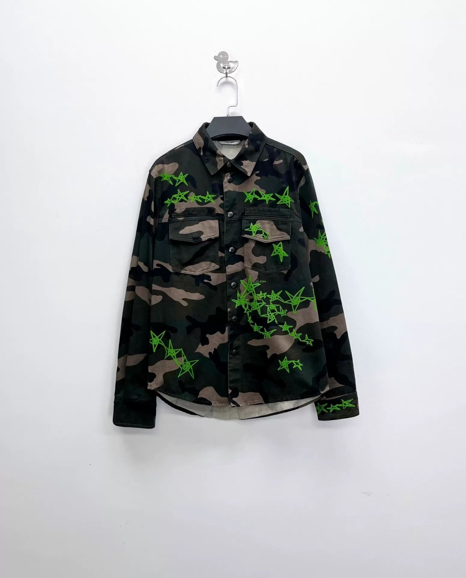 Valentino Valentino Camouflage Graffiti Star Patch Denim Jacket Size US XXS / EU 40 - 1 Thumbnail