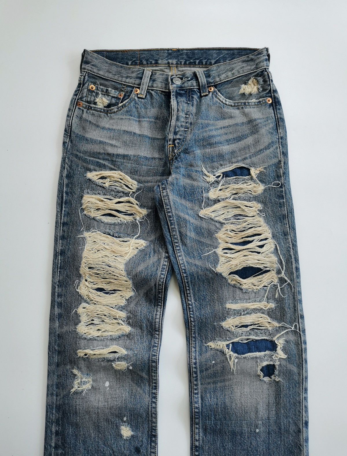 Levi's Vintage Levis 501 Boro Patchwork Distressed Denim Jeans Size 27" / US 4 / IT 40 - 1 Thumbnail
