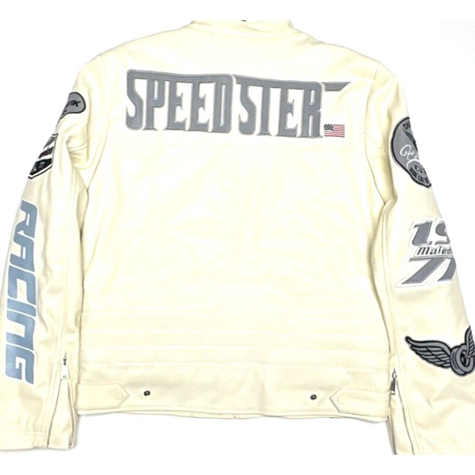 Vintage Majestik Moto Jacket Speedster Theme Vanilla Cream Logos Mens Size Medium Shirt Jacket Mens Cream Logos Moto Jacket Size US M / EU 48-50 / 2 - 8 Thumbnail
