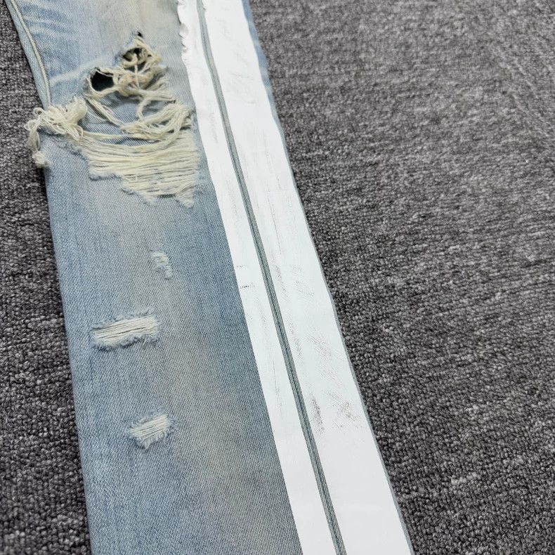 Amiri Amiri distressed side-striped denim jeans Size US 30 / EU 46 - 2 Thumbnail