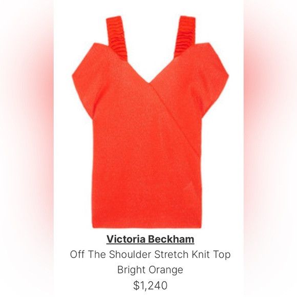 Victoria Beckham VICTORIA BECKHAM Off the shoulder stretch knit top in orange Size M / US 6-8 / IT 42-44 - 2 Thumbnail