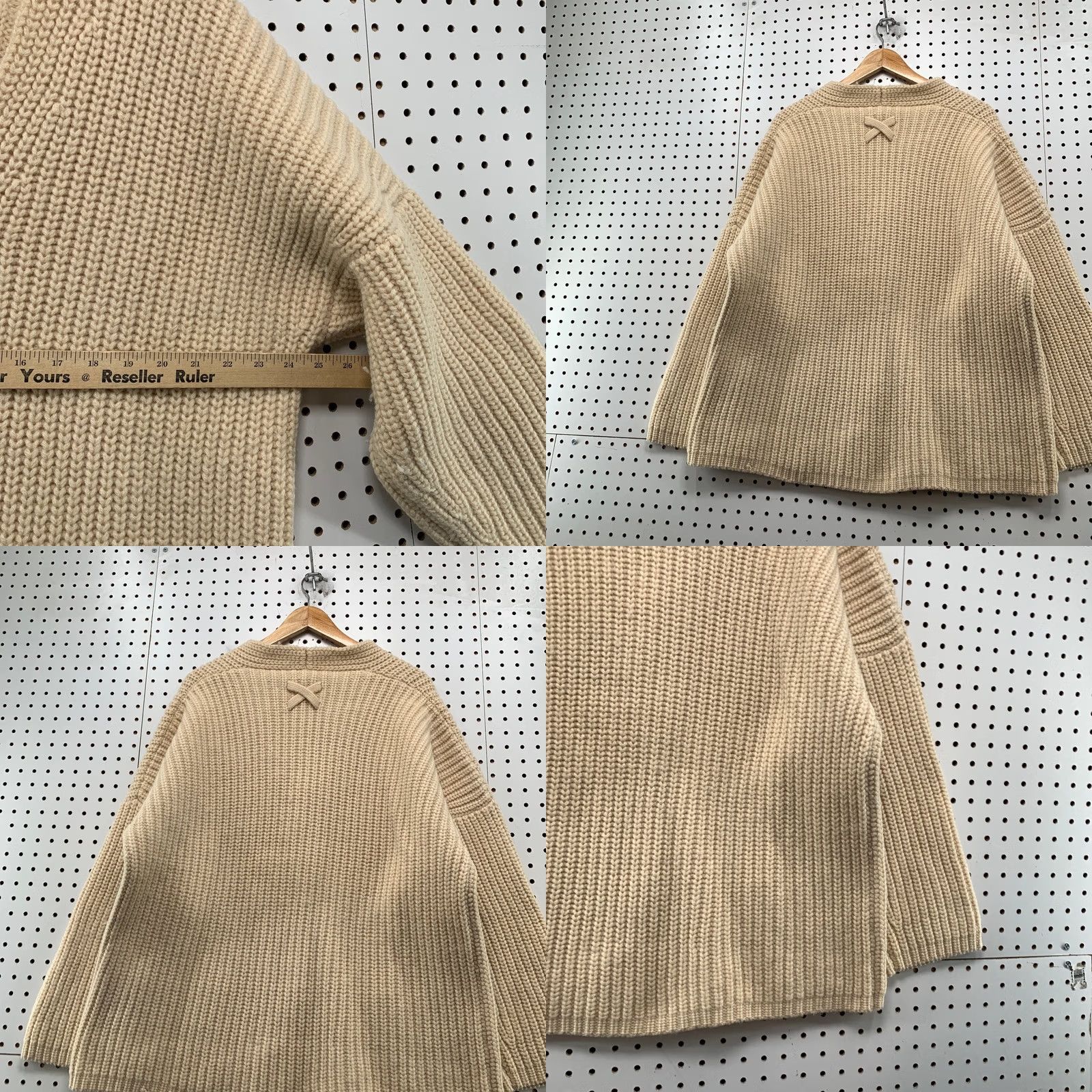 Ann Taylor VINTAGE Ann Taylor Wool Cardigan Sweater Womens Large Beige Chunky Rib Knit Oversized Size L / US 10 / IT 46 - 9 Thumbnail