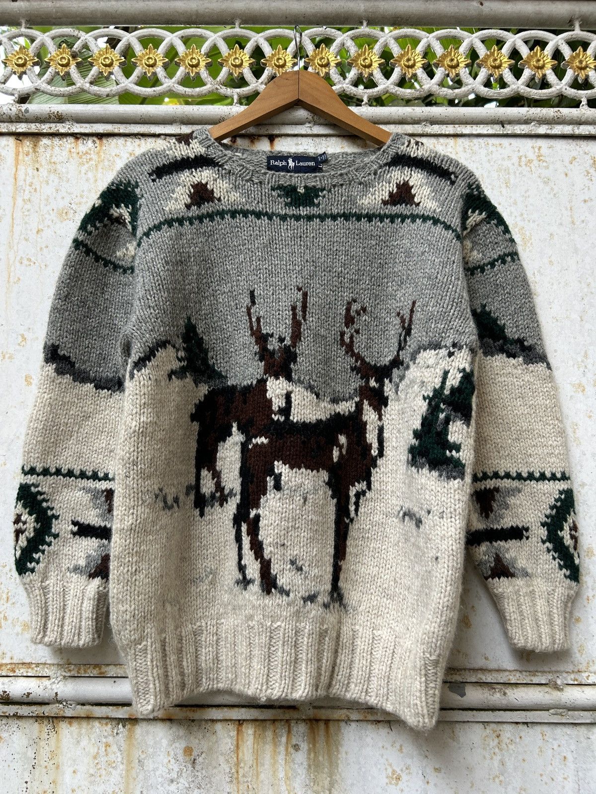 Polo Ralph Lauren Vintage90s Polo Ralph Lauren KnitSweater Deer in a Landscape Size US S / EU 44-46 / 1 - 1 Thumbnail
