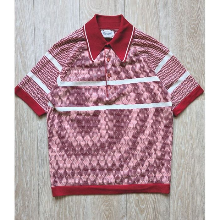 Vintage Donegal Vintage 60s Red Polyester Knit Rockabilly Polo Shirt ...