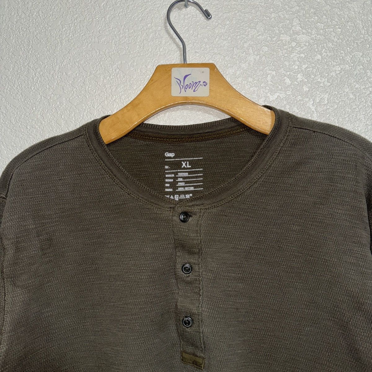 Vintage Vintage Forrest Green Waffle Knit Thermal Henley Size US XL / EU 56 / 4 - 2 Thumbnail