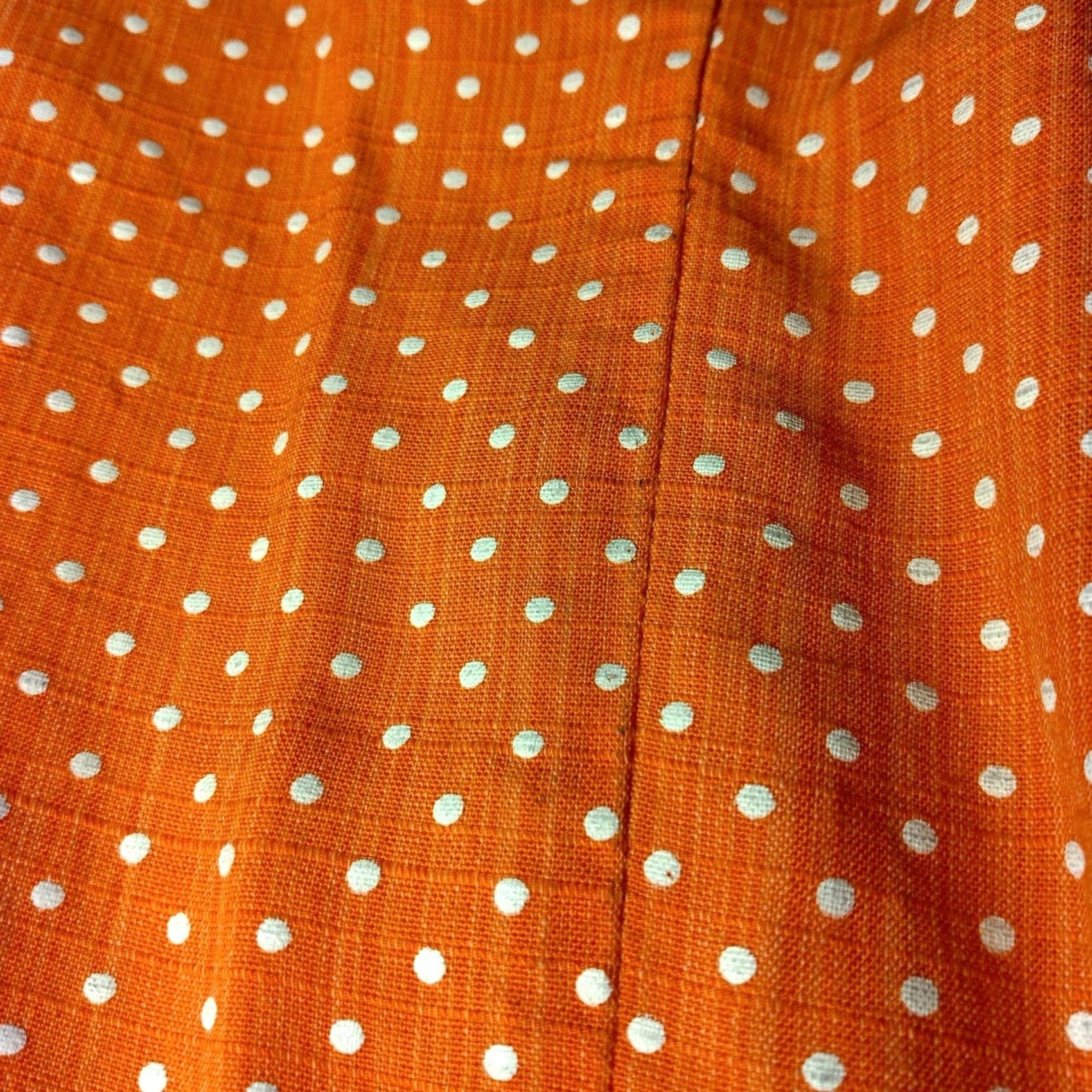 Vintage VINTAGE House Dress Shirt Womens Midi Orange Polka Dot Short Sleeve Collared Button 1960s Mod Crew Neck? Size 28" / US 6 / IT 42 - 7 Thumbnail
