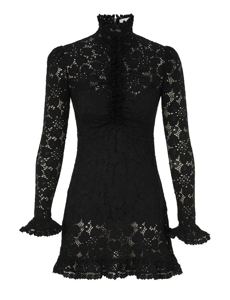 oc11z0226 Lace Tunic Sweater In Black