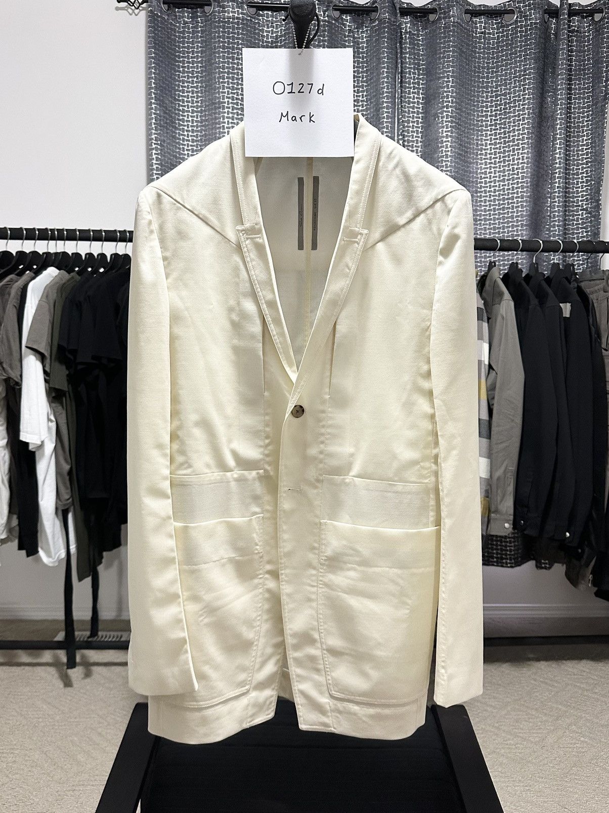 image of Rick Owens Foglido Jacket Blazer Lido Jacket Ss22 ‘Fogachine’ in Natural, Men's (Size Medium)