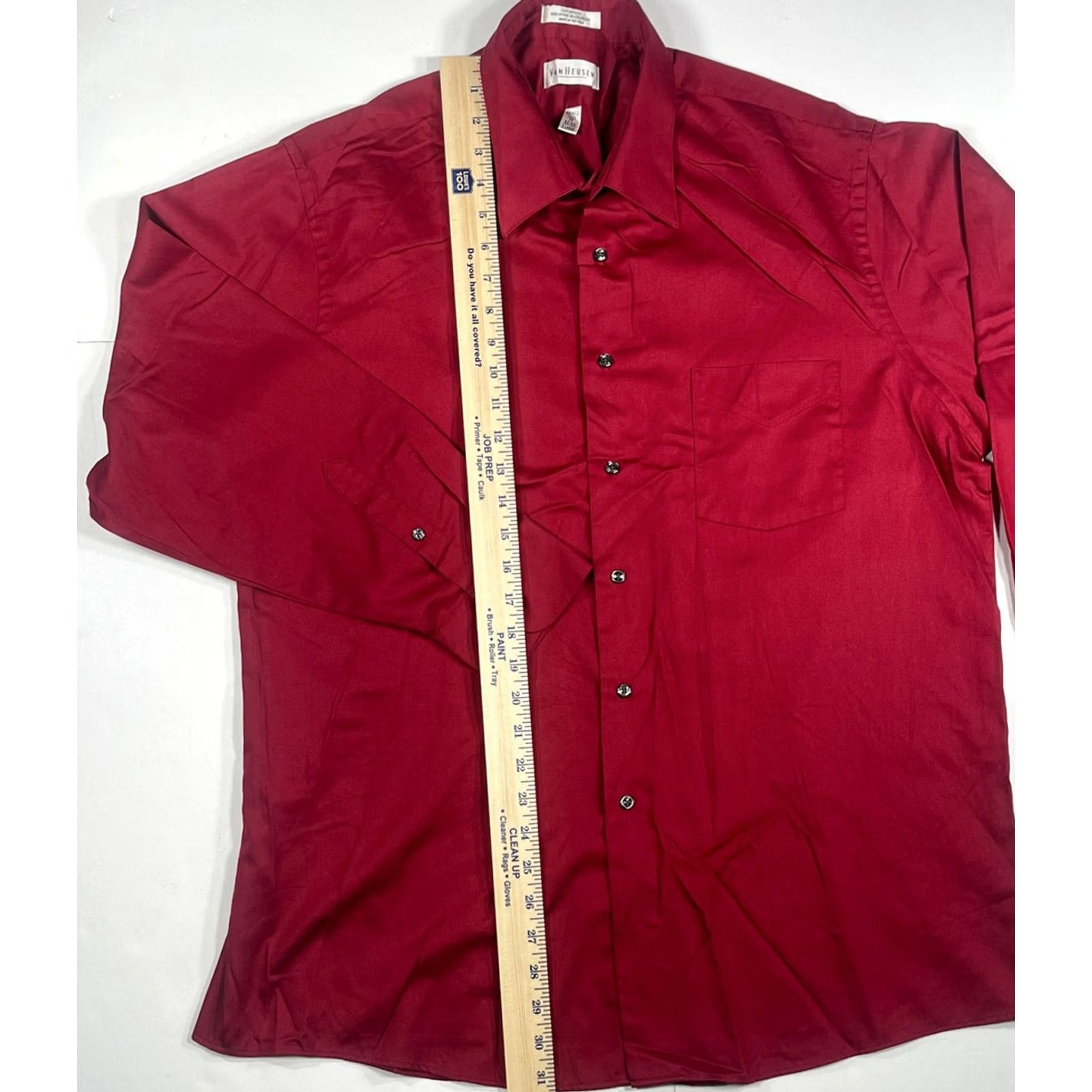 Van Heusen VanHeusen Red ButtonUp Dress Shirt Mens Adult XL LongSleeves Wrinkle Free 17 32/33 Size 46R - 3 Thumbnail