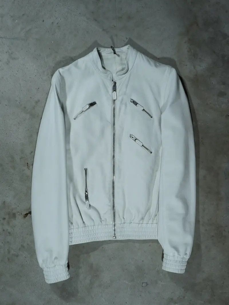 dior homme 05SS ホワイトレザー ノースリーブ Dior Dior Homme 05ss White Lambskin Three Wolf Leather Jacket