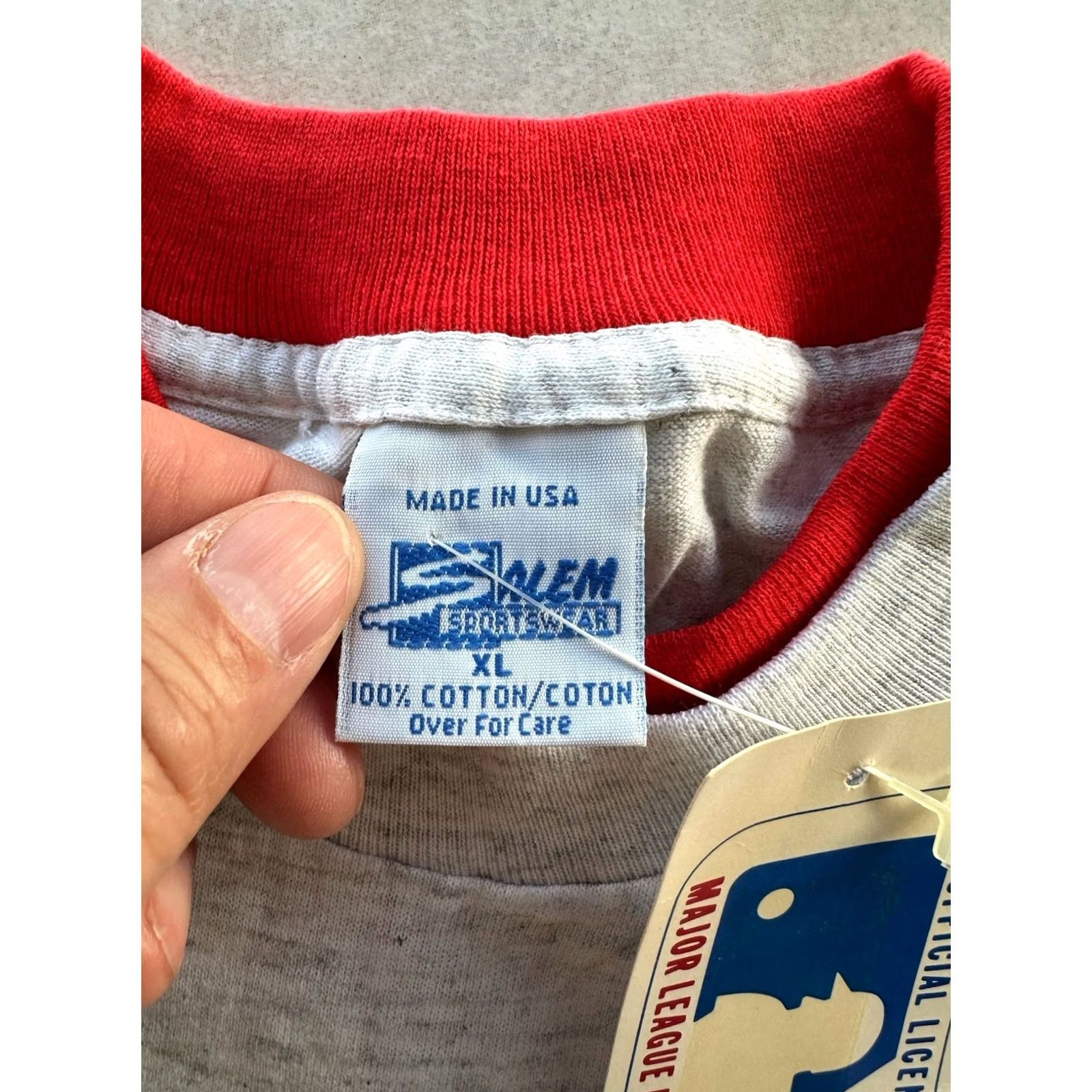MLB VINTAGE Salem MLB Tee Shirt - Boston Red Sox 1991 Single Stitch - Men XL Gray Shirt Size US XL / EU 56 / 4 - 7 Thumbnail