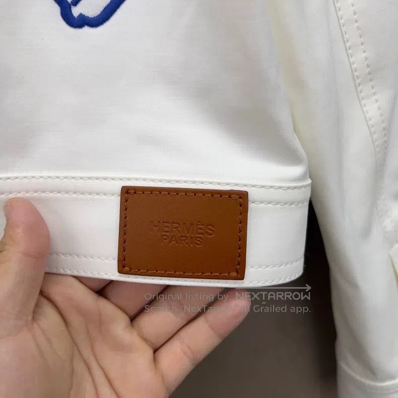 Hermes Hermes Embroidered Pattern Single Breasted Casual White De Size XS / US 0-2 / IT 36-38 - 3 Thumbnail