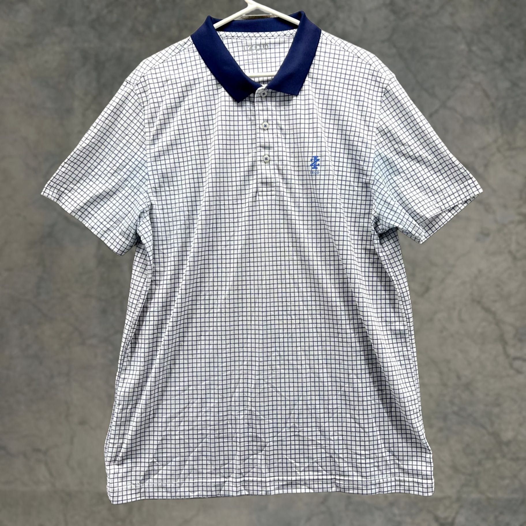Izod VINTAGE Izod Polo Shirt Men XL White Blue Check Short Sleeve Polo Shirt Mens XL White Blue Check Polo Size US XL / EU 56 / 4 - 1 Thumbnail