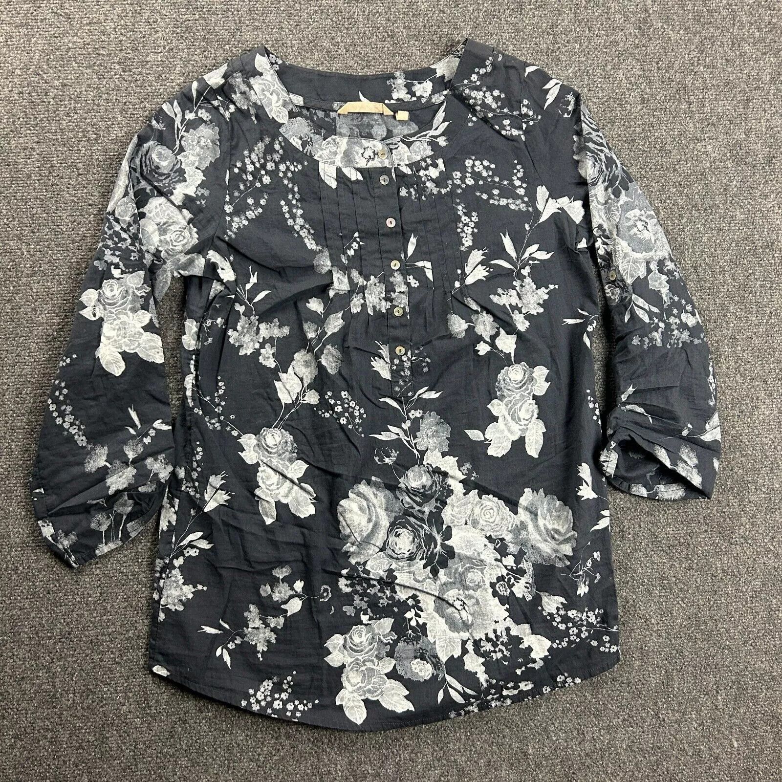 Other Soft Surroundings Blouse Womens Small Floral Henley Cotton Size S / US 4 / IT 40 - 1 Thumbnail