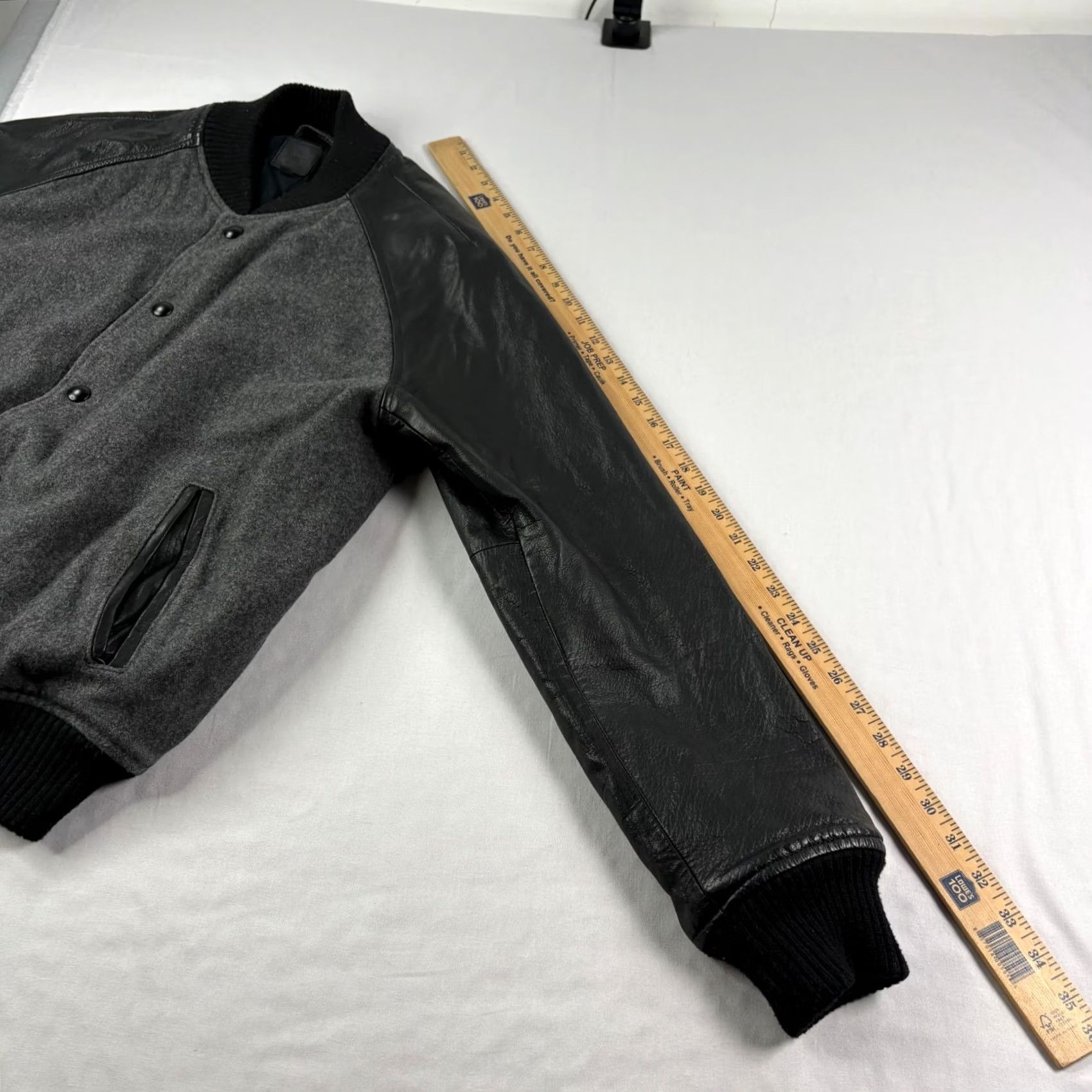Gap Gap Bomber Jacket Mens Medium Black Gray Wool Leather Blend Baseball Size US M / EU 48-50 / 2 - 6 Thumbnail