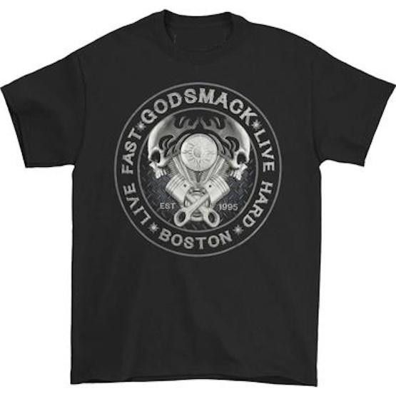 Designer Godsmack Band Tee - Sun Logo / Skulls / Pistons - Live Fast Size US M / EU 48-50 / 2 - 1 Thumbnail