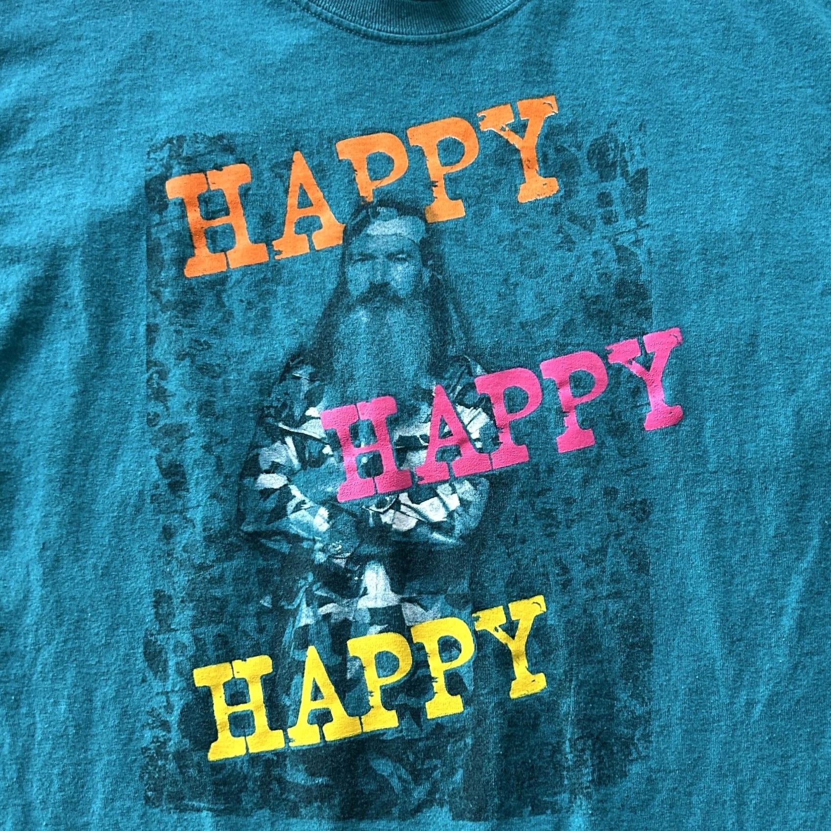 Gildan Duck Dynasty Gildan Mens Large T-Shirt Graphic Print Crew Neck Short Sleeve Blue Happy Happy Funny Slogan Cotton Poly Shirt Mens Size US L / EU 52-54 / 3 - 2 Thumbnail