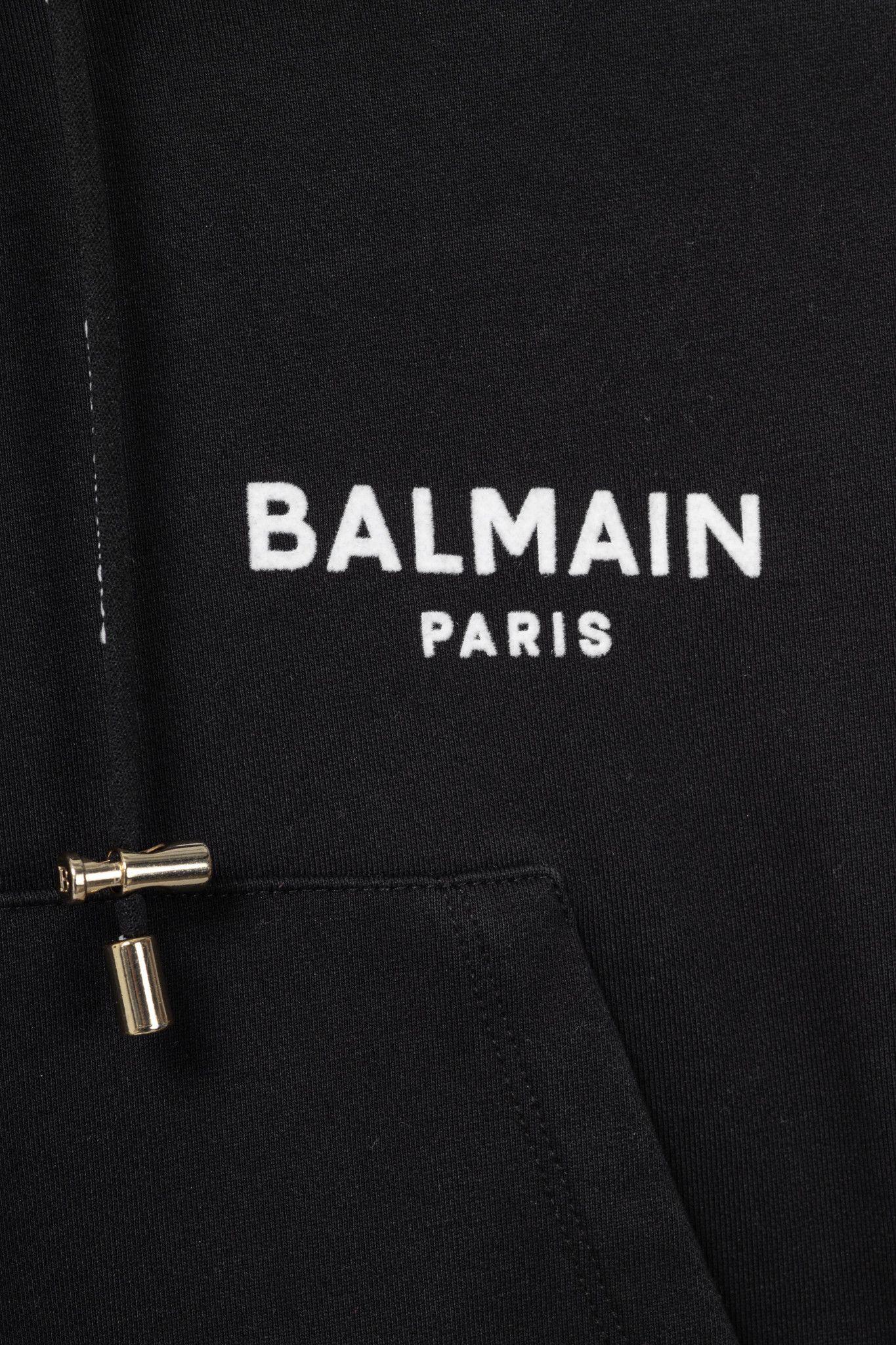 Balmain Balmain Black Cropped Cotton Logo Hoodie Size M / US 6-8 / IT 42-44 - 7 Thumbnail