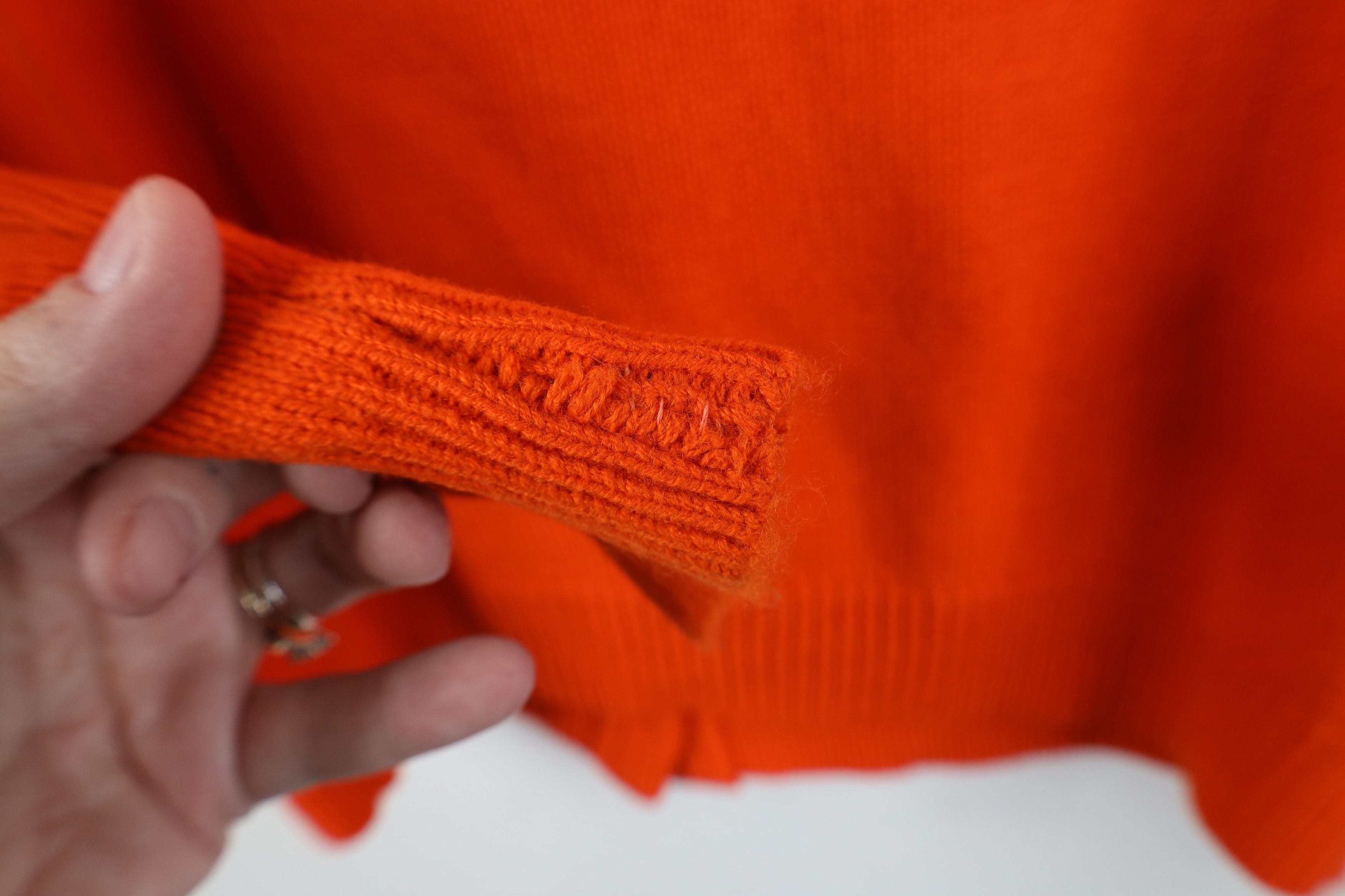 Vintage Vintage 60s Streetwear Cable Knit Cardigan Sweater Orange Size XS / US 0-2 / IT 36-38 - 9 Thumbnail