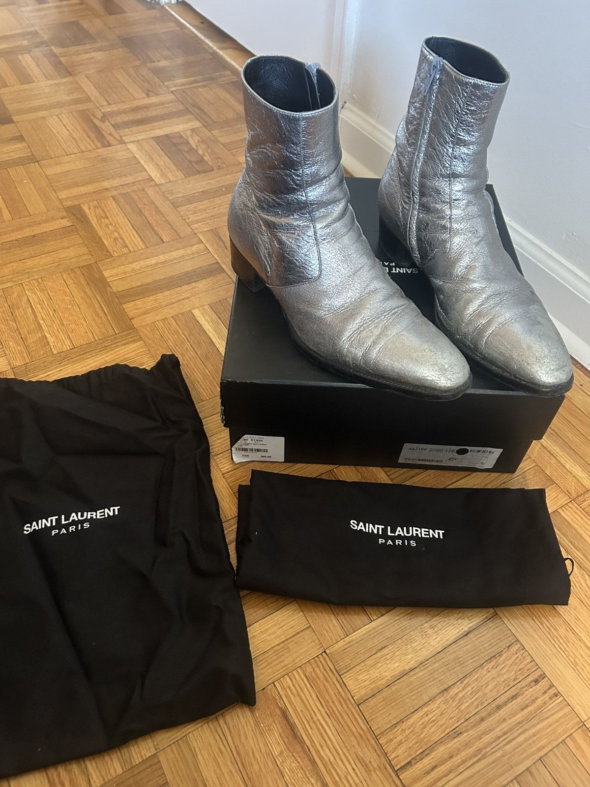 Saint Laurent Paris 15SS Metallic Silver Star Santiag Boot | Grailed