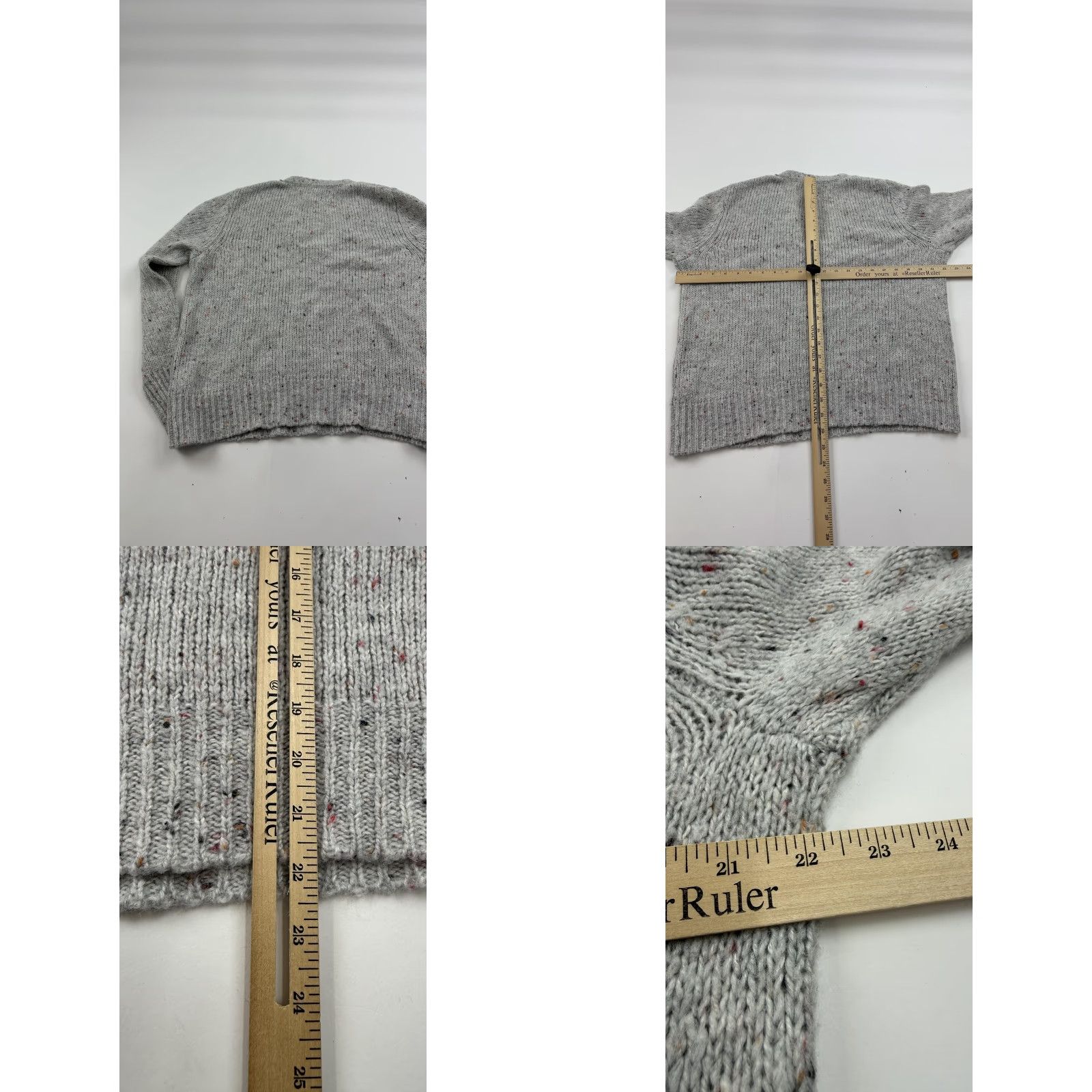 Vintage Evys Tree The Michelle V Neck Wool Blend Speckled ET1002T Sweater Womens Large Gray V-Neck Long Sleeve Raglan Knit Pullover Size L / US 10 / IT 46 - 8 Thumbnail