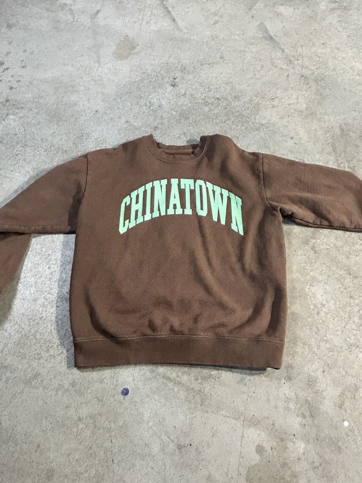 image of Crazy Chinatown Market Brown Heavy Crewneck, Men's (Size Large)