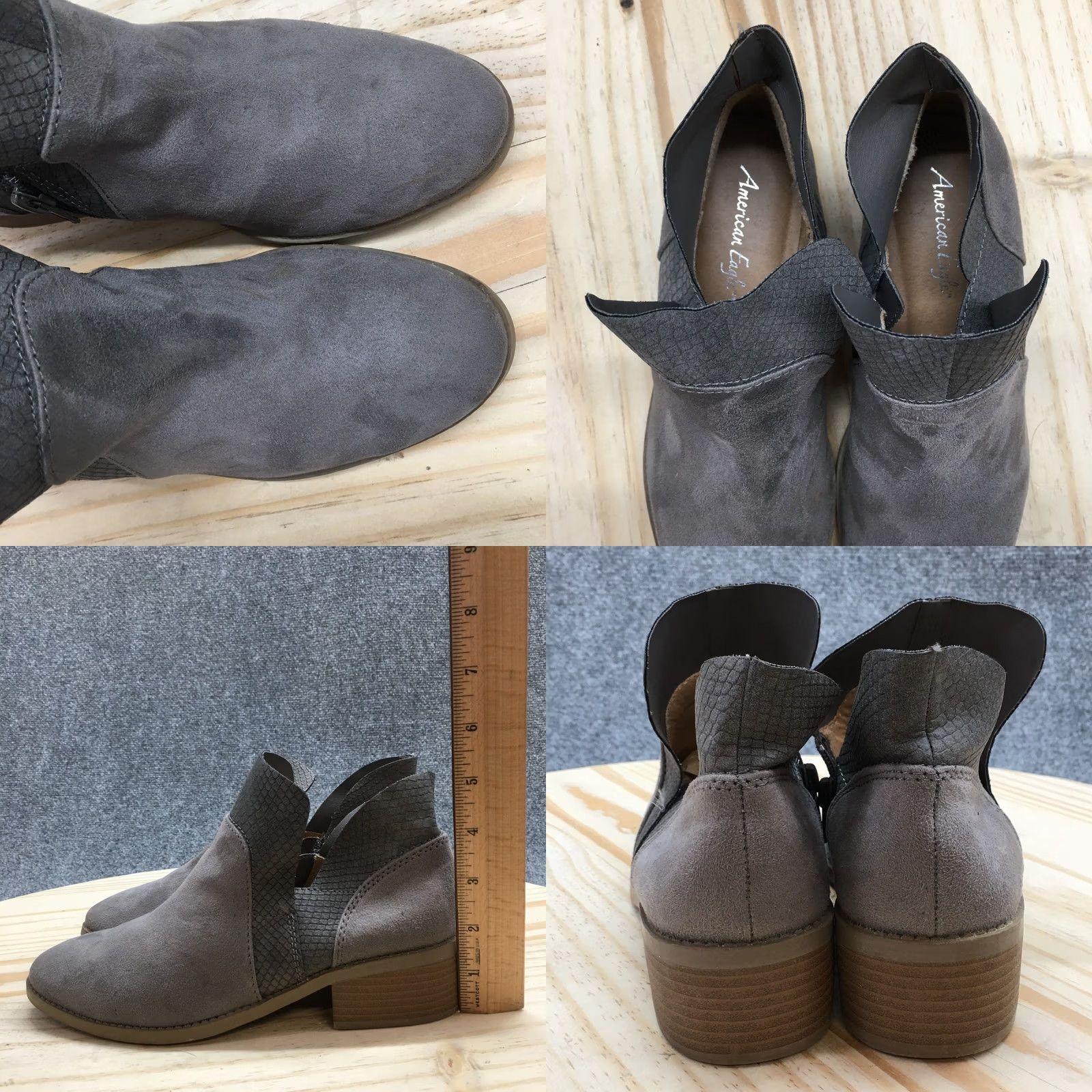 American Eagle Outfitters American Eagle Boots Women 6.5 Ankle Bootie Gray Casual Comfort Block Heels Shoe Size US 7 / IT 37 - 8 Thumbnail