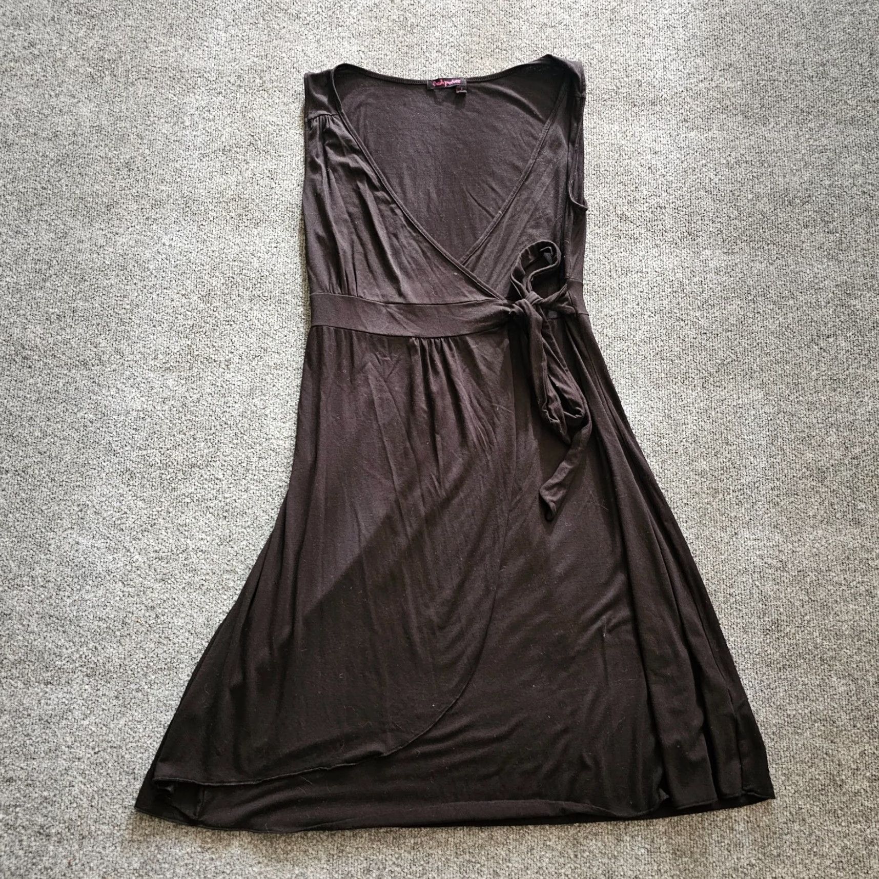 Vintage FRESH PRODUCE Dress Women Small Black Wrap Front Sleeveless V Neck Basic Casua Size S / US 4 / IT 40 - 2 Thumbnail