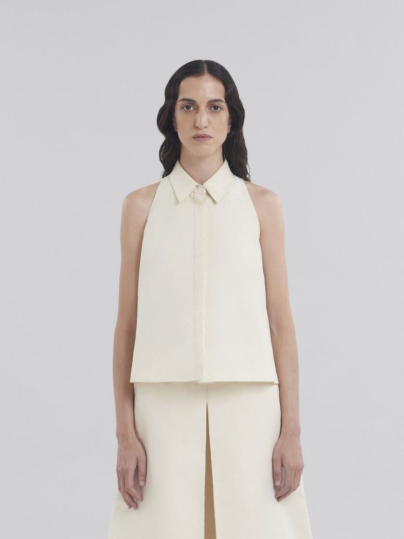 Marni o1w1db10426 Cotton Flared Shirt in White Size XL / US 12-14 / IT 48-50 - 2 Thumbnail