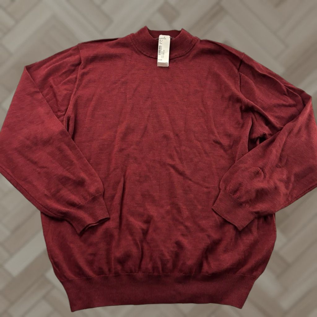Nordstrom Nordstrom Italian Wool Mock Neck Sweater XL Men Red Pullover Wool Mock Neck Mens XL Red Size US XL / EU 56 / 4 - 1 Thumbnail