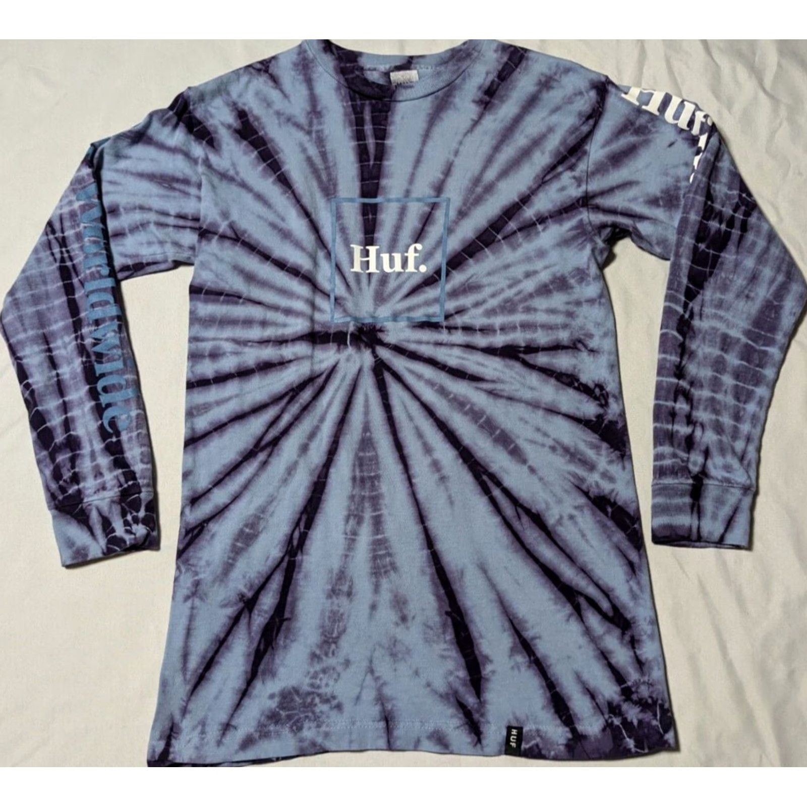 Huf HUF WORLDWIDE Men Small Blue Purple Tie Dye Cotton Long Sleeve T-Shirt Size US S / EU 44-46 / 1 - 4 Thumbnail