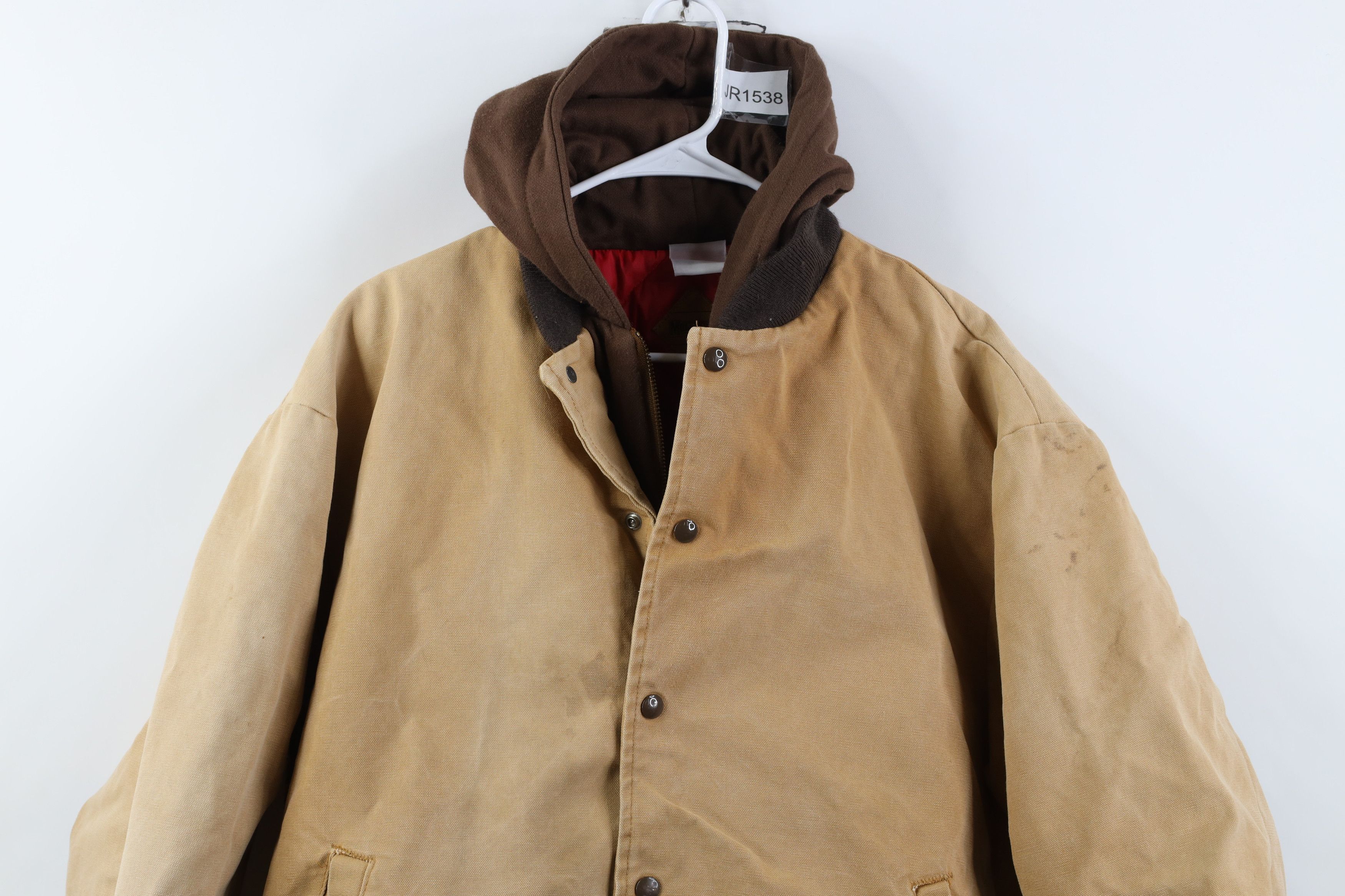 Vintage Vintage 90s Y2K Streetwear Hooded Bomber Jacket Duck Brown Size US XL / EU 56 / 4 - 2 Thumbnail
