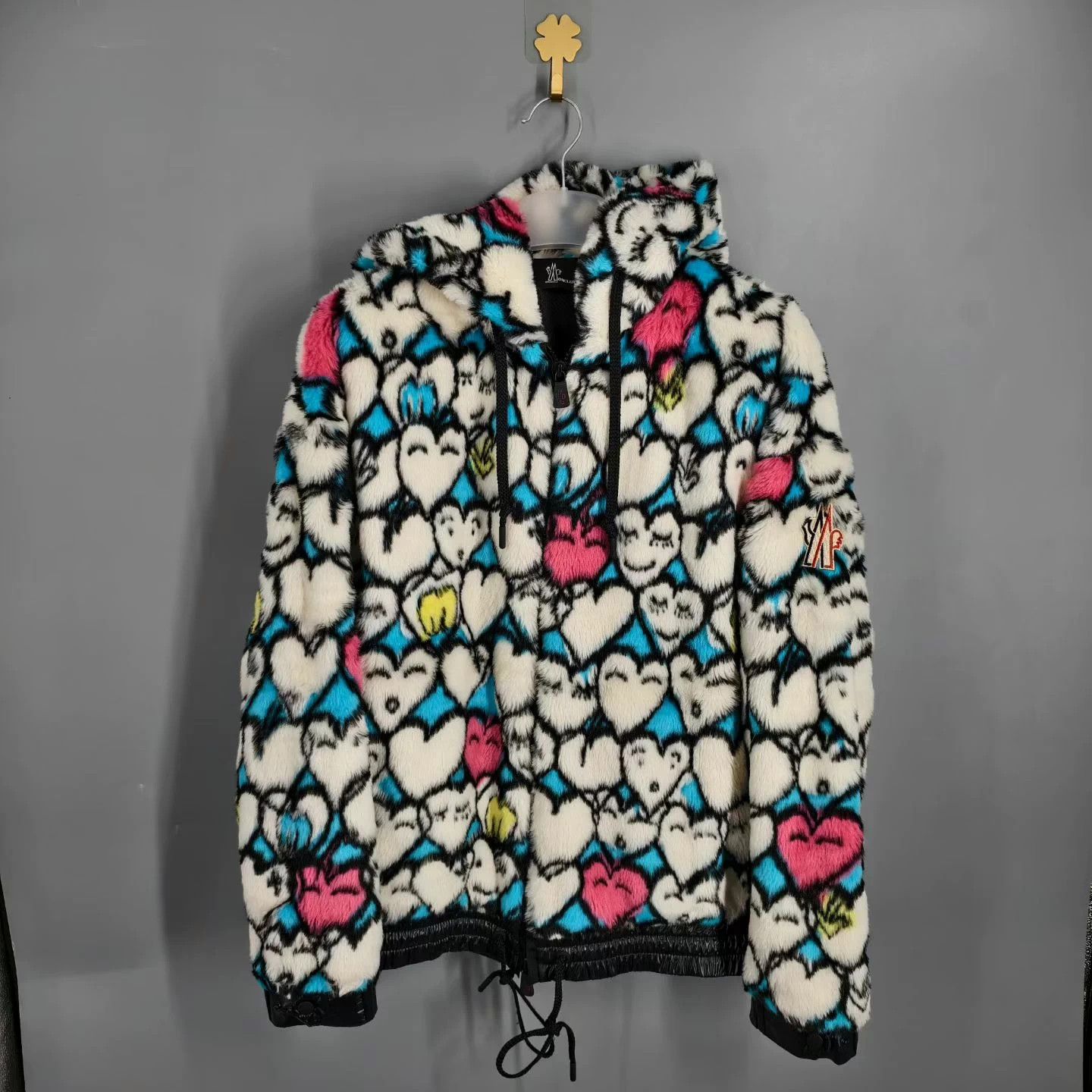 Moncler Moncler All-Over Heart & Smiley Face Fleece Jacket - L Size L / US 10 / IT 46 - 1 Thumbnail