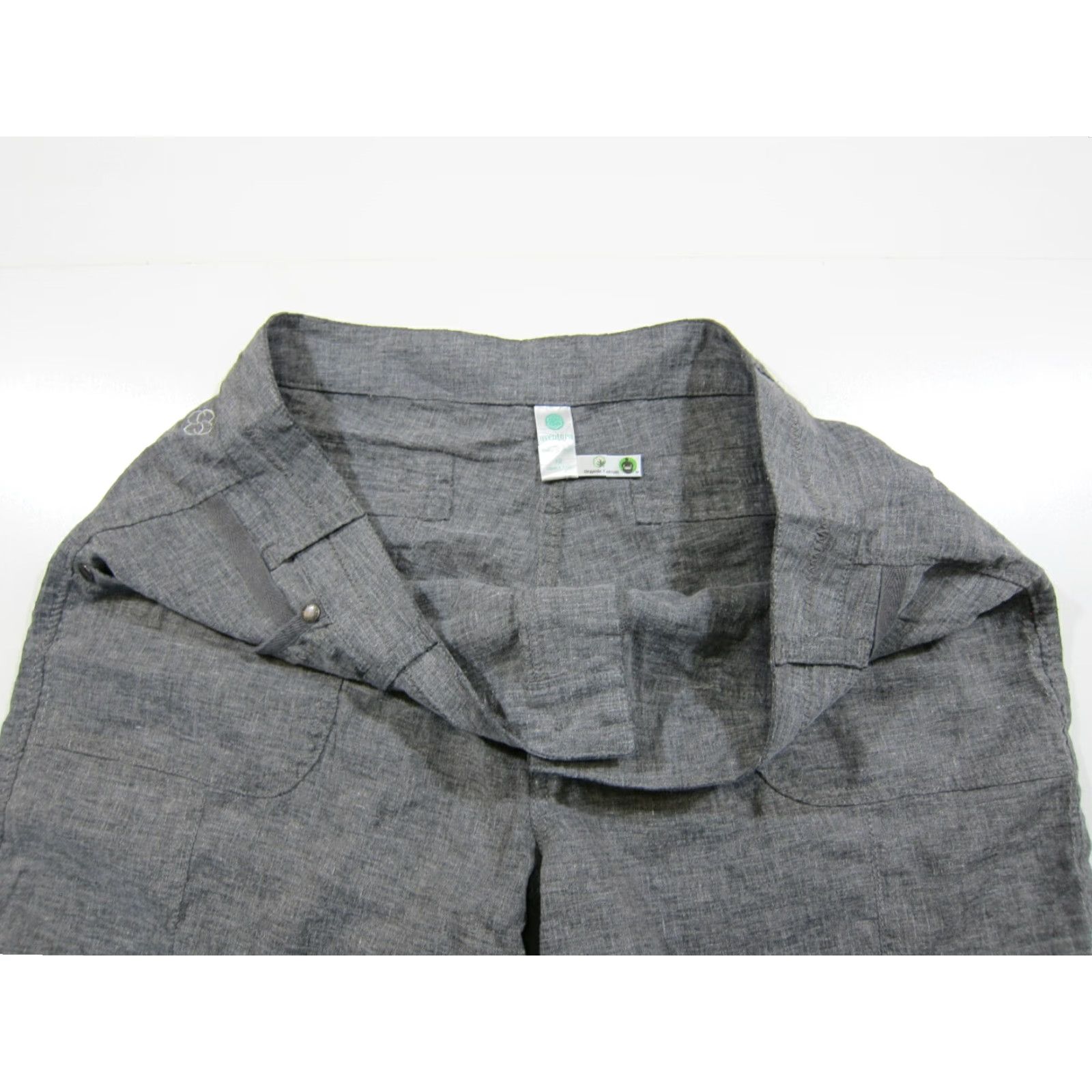 Vintage Aventura Bristol Bermuda Shorts Women Size 12 Grey Hemp Stretch Pockets 6.5" Inseam 36" Waist Regular Rise Mid Zip Front Yoga Casual Activewear Size 25" / US 0 / IT 36 - 4 Thumbnail