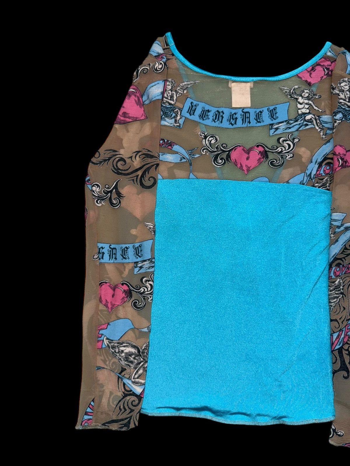 Versace Vintage Versace Sheer Mesh Top Blouse Tattoo Angels Print Size M / US 6-8 / IT 42-44 - 10 Thumbnail