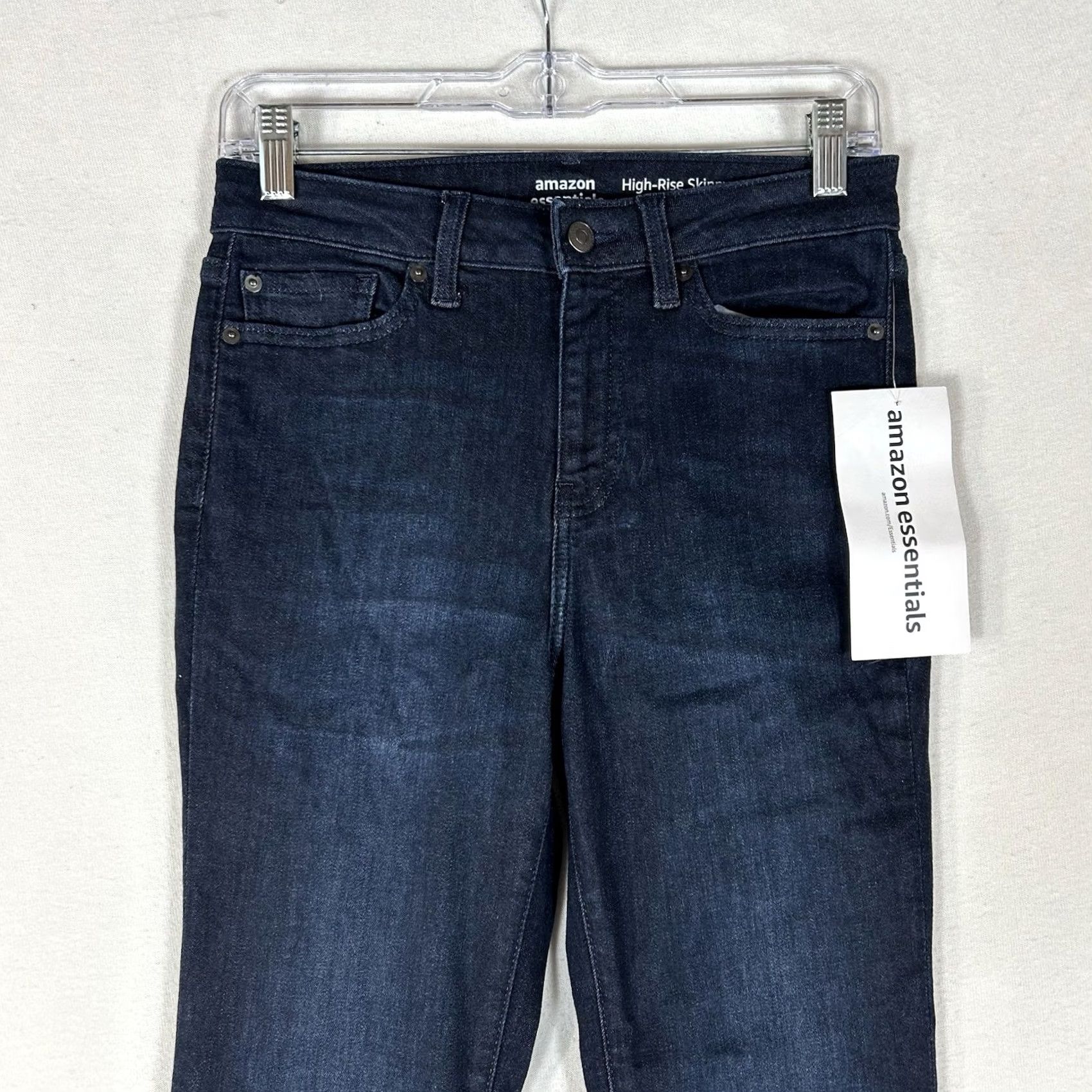 Essentials Amazon Essentials Jeans Skinny Dark Wash Womens 2 Long High Rise Denim NWT, 31in Inseam, Cotton Blend, Stretch, Button Zip, Regular, Blue, Womens Size 26" / US 2 / IT 38 - 2 Thumbnail