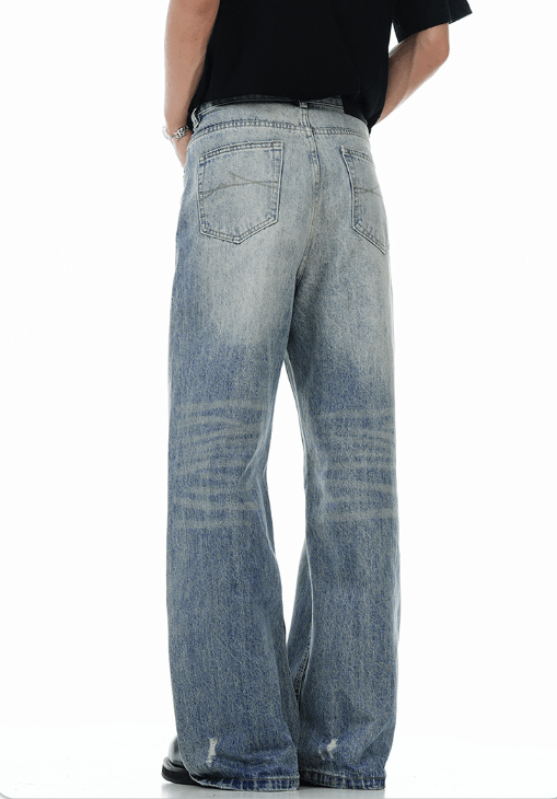 Japanese Brand × Jean Retro men's cleanfit loose straight worn flared jeans Size US 32 / EU 48 - 5 Thumbnail