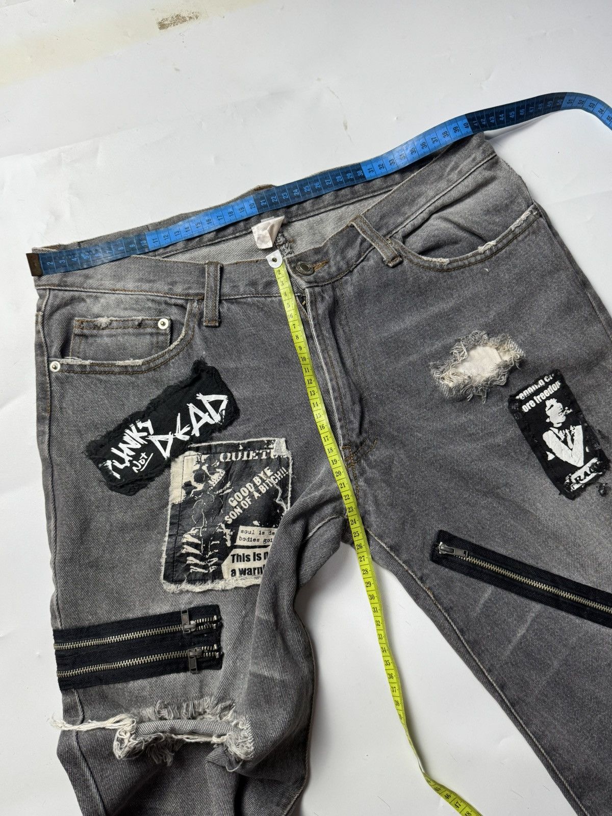 Hysteric Glamour × If Six Was Nine × Japanese Brand Sex Pot Revenge Distressed Punk Patch Denim Pants Size US 30 / EU 46 - 7 Thumbnail