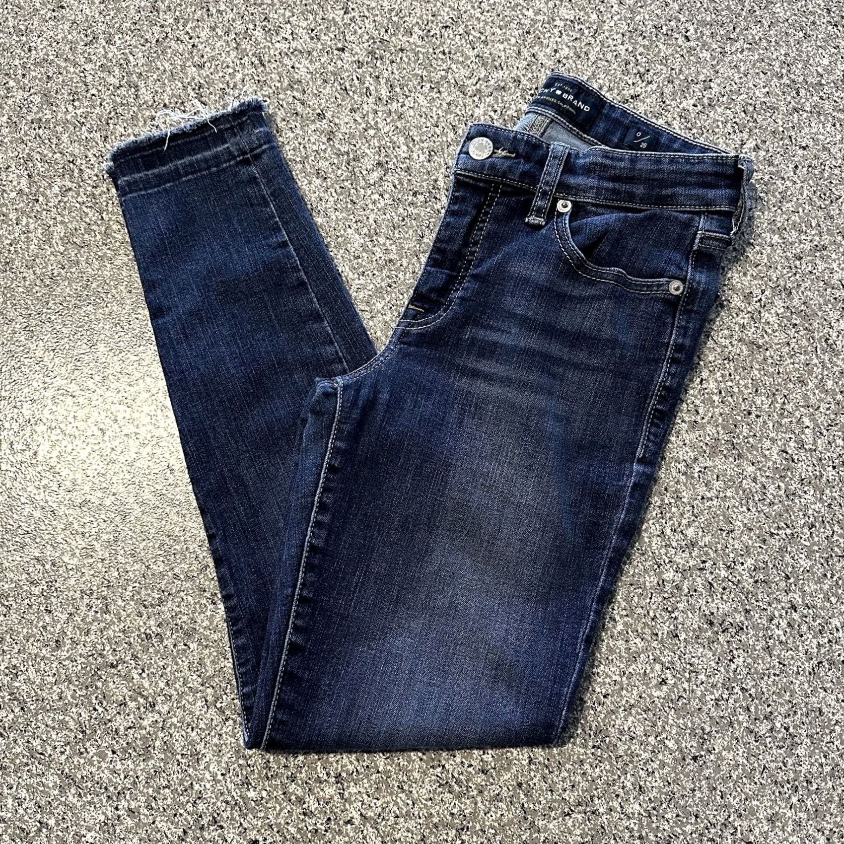 Lucky Brand Lucky Brand Jeans Womens 0 25x26 Ava Skinny Mid Rise Raw Hem Stretch Denim Ankle Jeans Blue Regular 5-Pocket Style 26 Inseam 25 Waist XS? Size 42" / US 20 - 2 Thumbnail