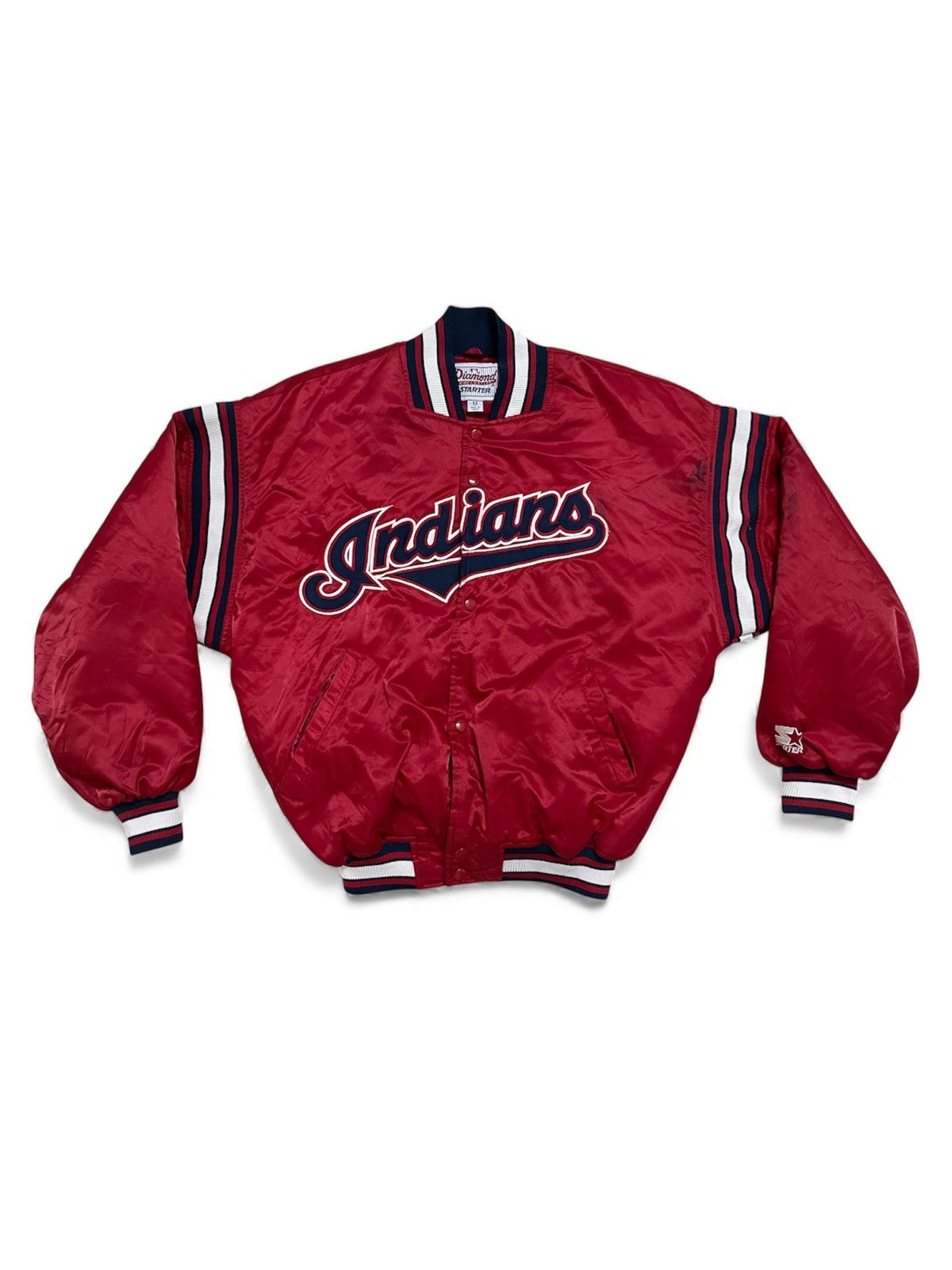 MLB Vintage 90s Red Cleveland Indians MLB Starter Bomber Jacket Size US M / EU 48-50 / 2 - 1 Thumbnail