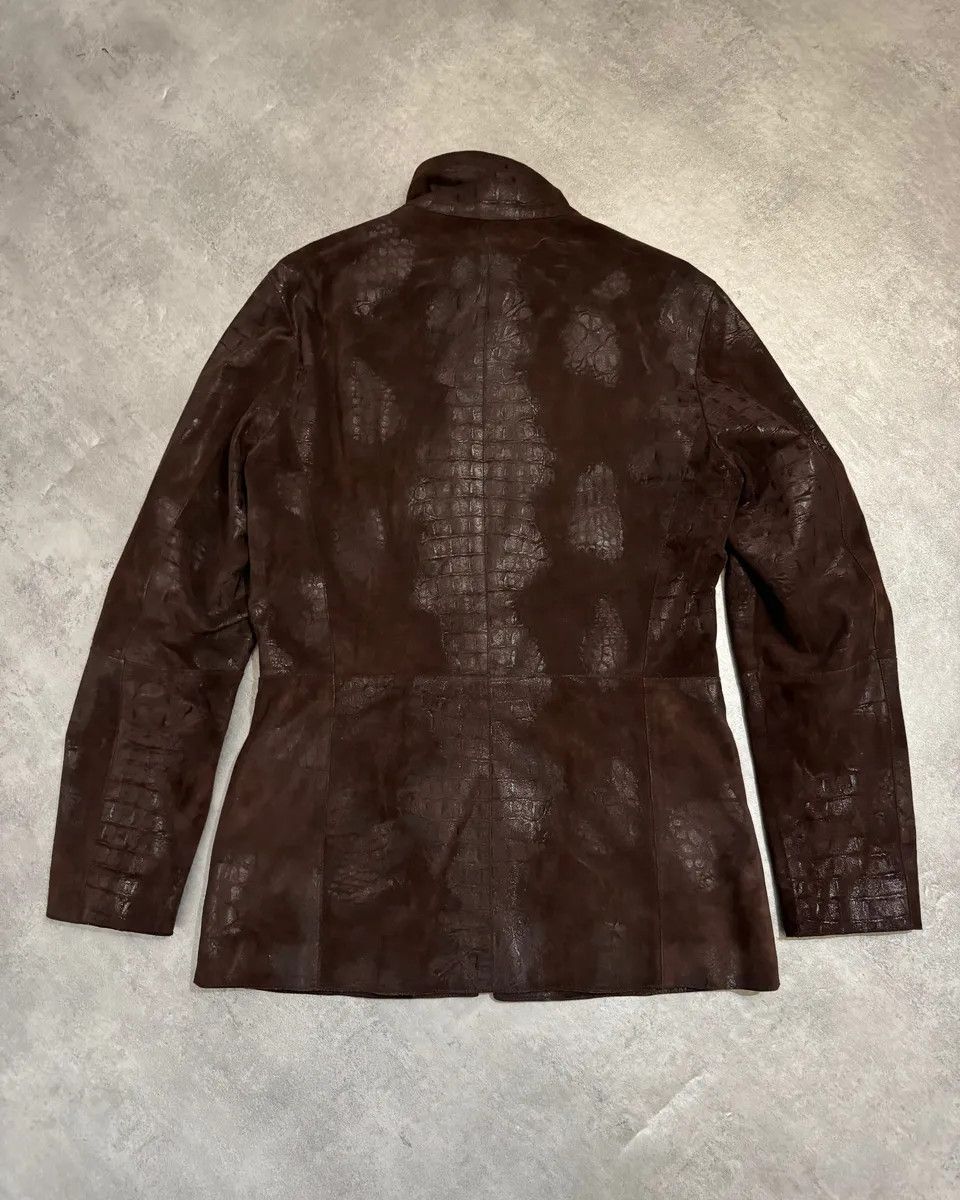 Emporio Armani FW2005 Emporio Armani Brown Crocodile Effect Textured Leather Jacket Size US M / EU 48-50 / 2 - 3 Thumbnail