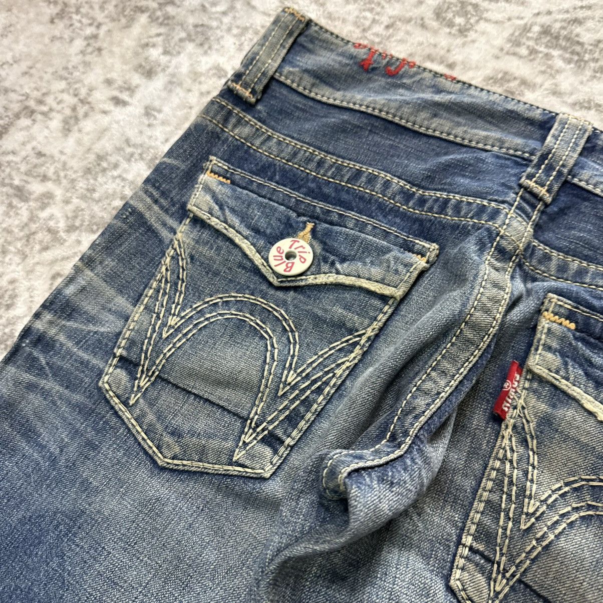 Edwin Vintage Edwin 511 Blue Trip Heavy Stitched Flared Jeans Size US 29 - 16 Thumbnail