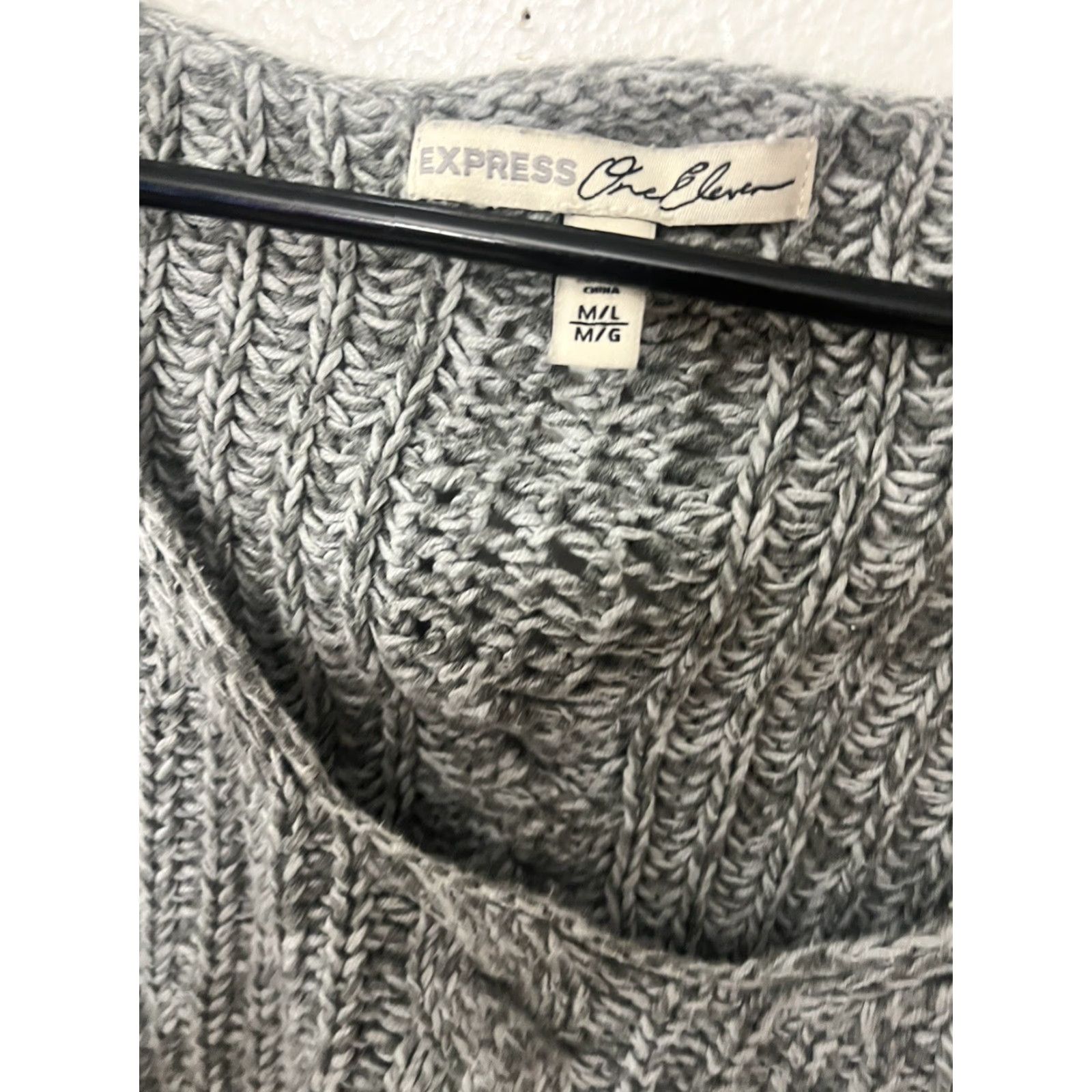 Express Express Womens Pullover Sweater Metallic Gray Scoop Knit M/L Size Express Size M / US 6-8 / IT 42-44 - 2 Thumbnail