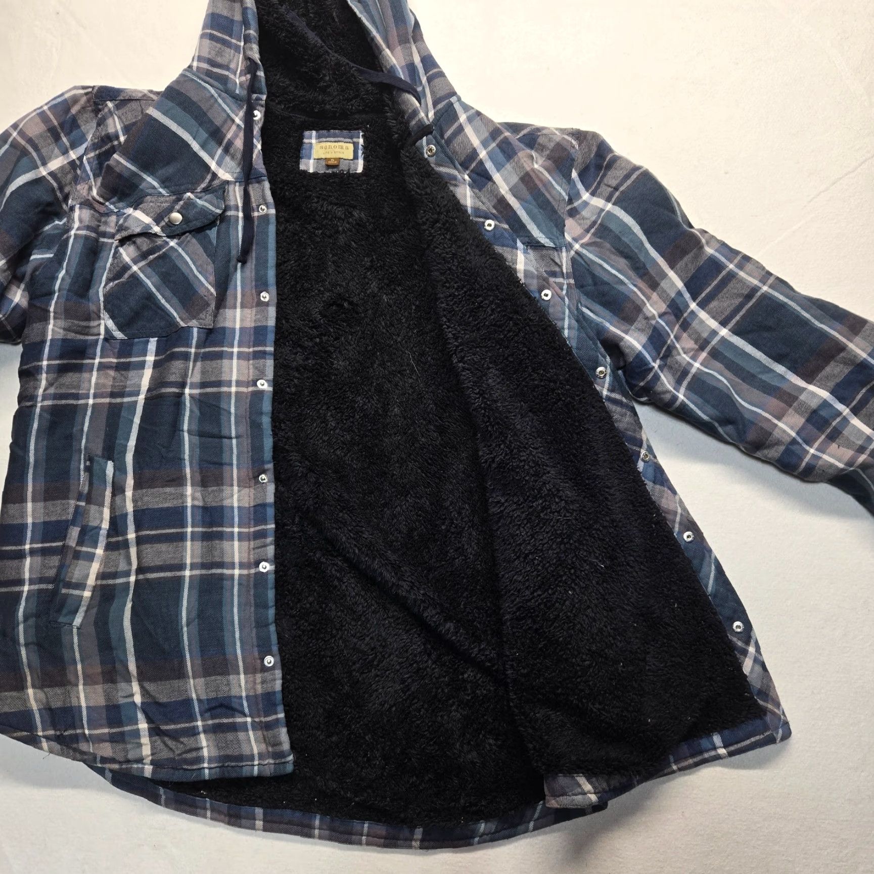 Vintage Sonoma Southwestern Blue Plaid Chore Jacket Over Shirt Snap Button Up Men's XL Size US XL / EU 56 / 4 - 2 Thumbnail