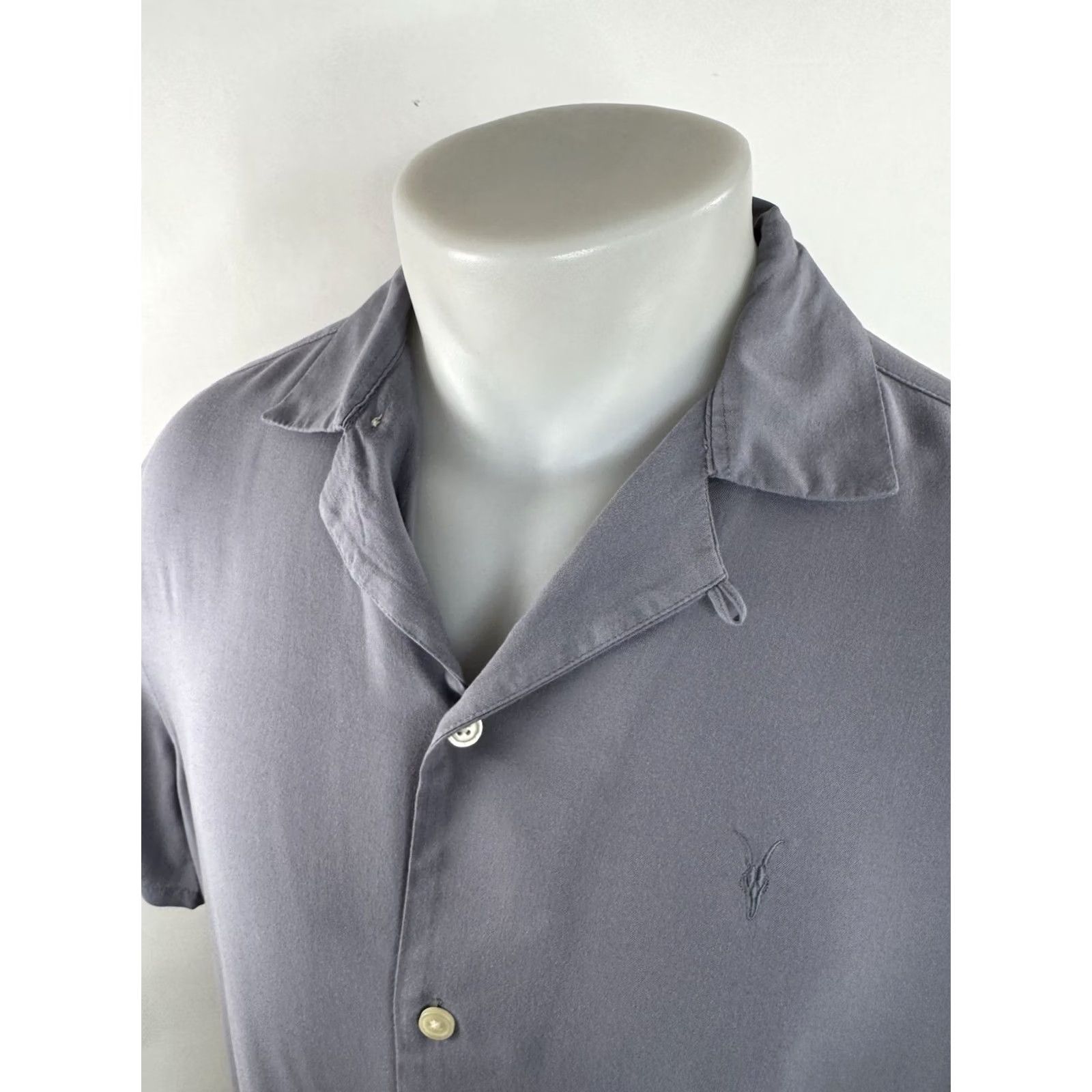 Allsaints ALL SAINTS VENICE Embroidered XS Shirt Mens Button-Up Short Sleeve Gray 4G Size US XS / EU 42 / 0 - 2 Thumbnail