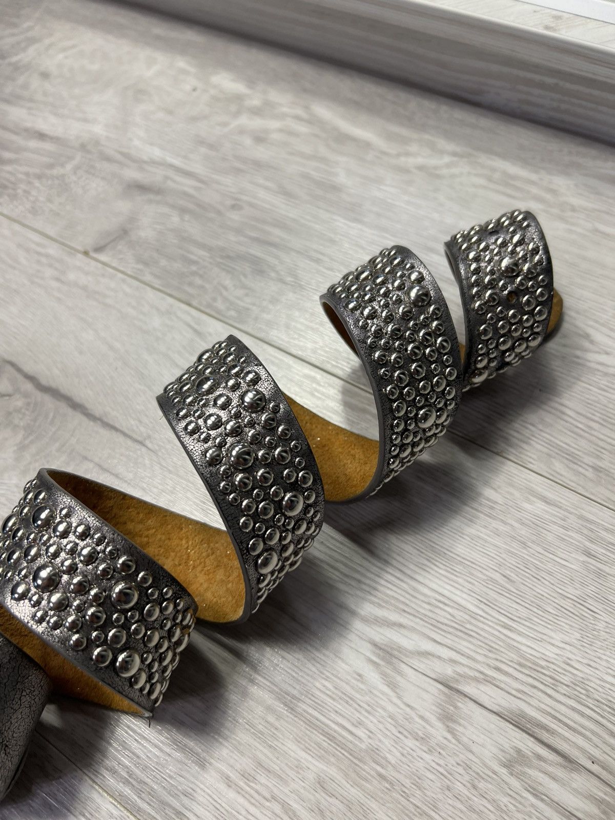 Vintage Vintage Avant Garde Studded Leather Belt Y2K Style Size ONE SIZE - 3 Thumbnail