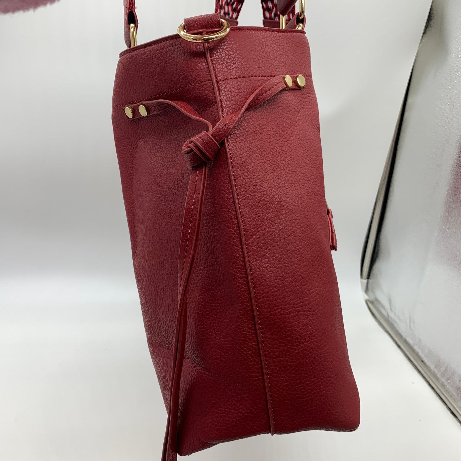 Other AHDORNED Red Purse North/South Double Handle Tote Size ONE SIZE - 9 Thumbnail