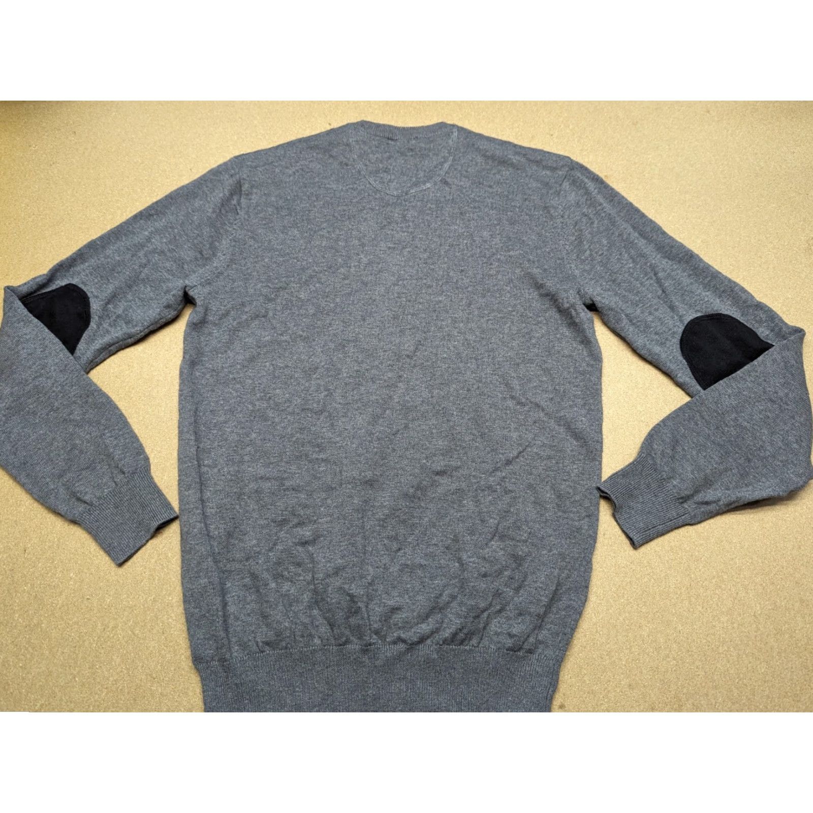 Vintage John Henric Mens Pullover Gray Small Elbow Patch Cotton Crewneck Knitted Size US S / EU 44-46 / 1 - 2 Thumbnail